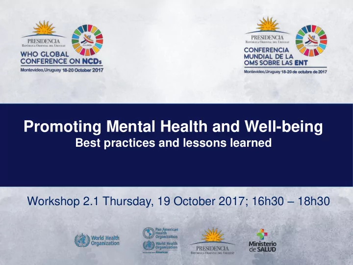 promoting mental health and well being
