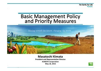 Basic Management Policy Basic Management Policy and Priority Measures and Priority Measures  d P i