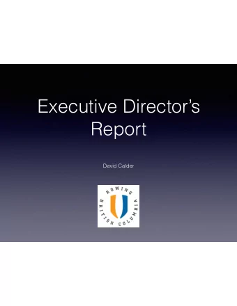 Executive Directors  Report  David Calder  Strategic Plan  Overview  2018 - 2021 Strategic Plan