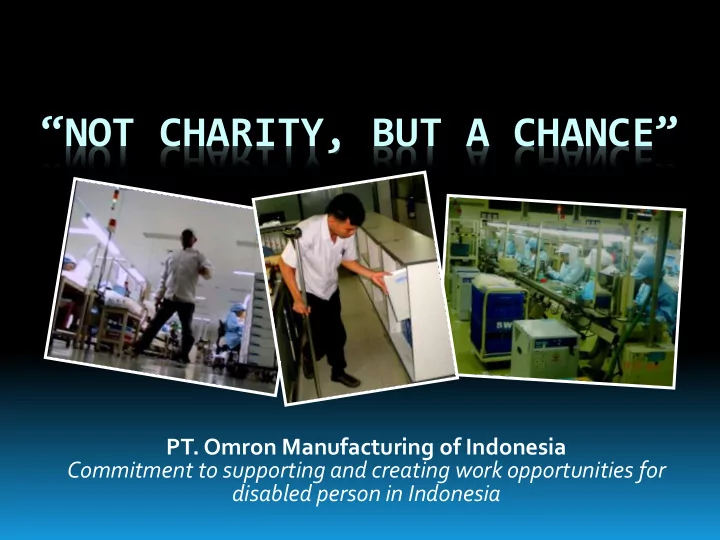 not charity but a chance
