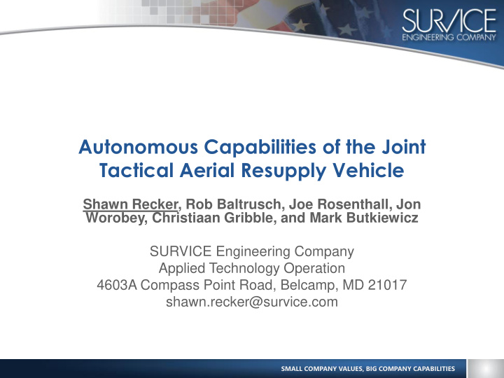 tactical aerial resupply vehicle