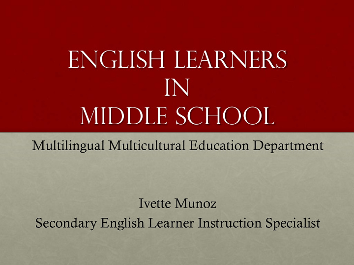 english learners in middle school