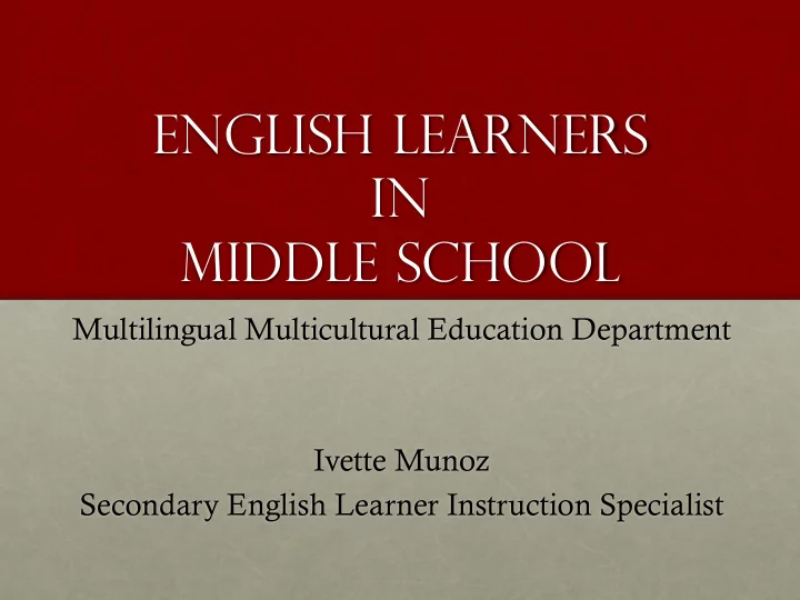 english learners in middle school