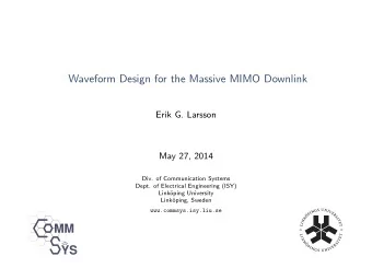 MM  YS  Conventional Multiuser MIMO Precoding  1/19  Erik G. Larsson  Communication Systems