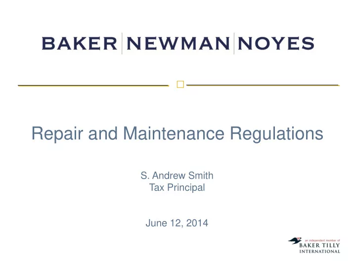 repair and maintenance regulations