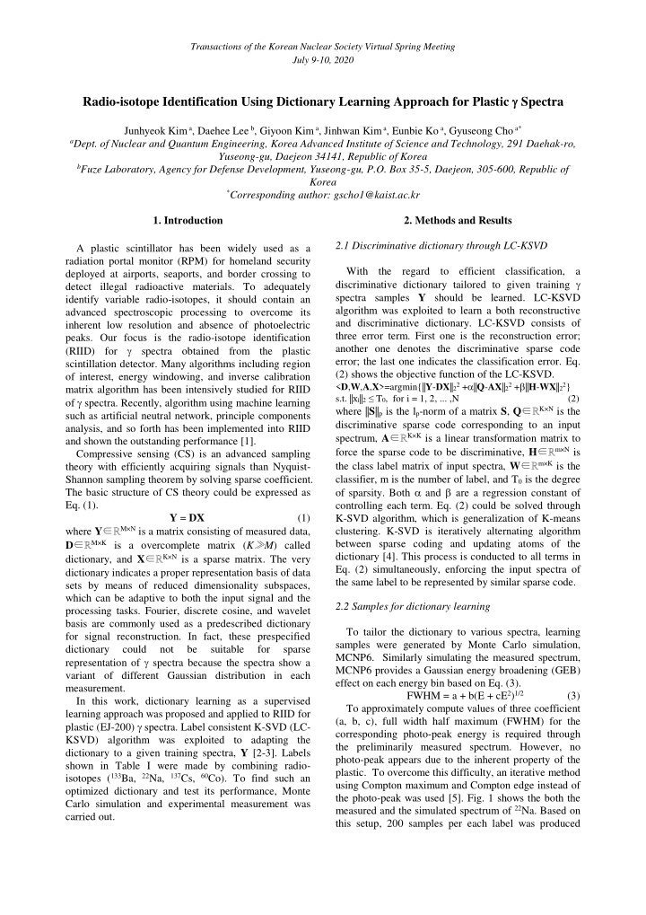 radio isotope identification using dictionary learning