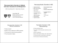 neuropsychiatric disorders in ms