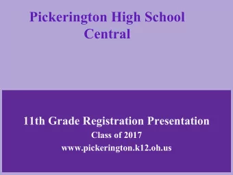 Pickerington High School  Central  11th Grade Registration Presentation  Class of 2017