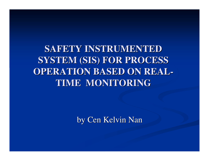 safety instrumented safety instrumented system sis for