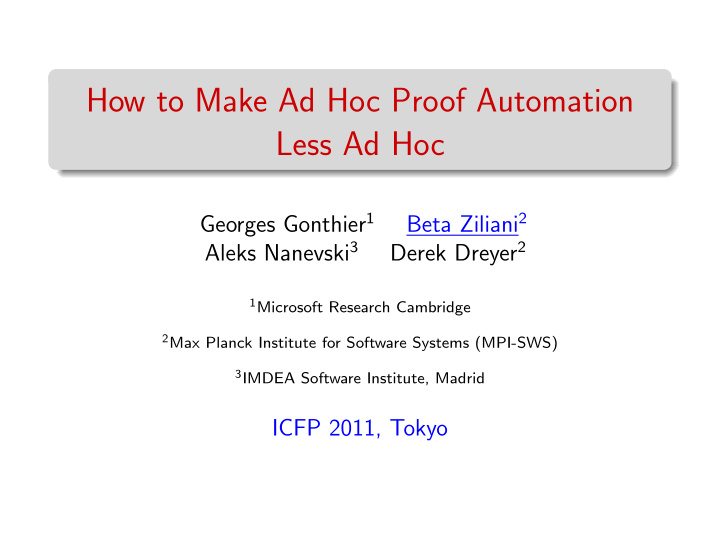 how to make ad hoc proof automation less ad hoc