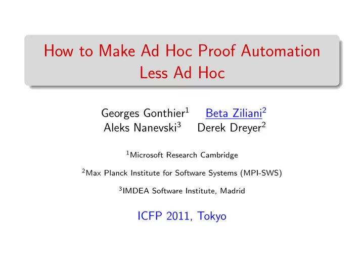 how to make ad hoc proof automation less ad hoc