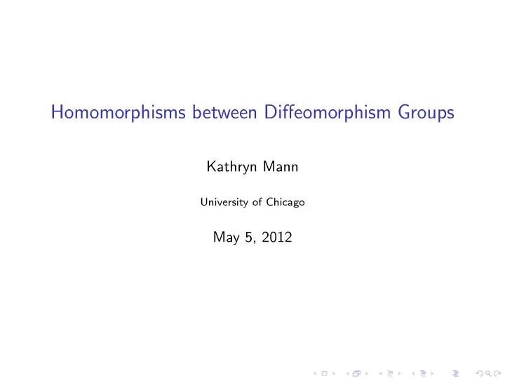 homomorphisms between diffeomorphism groups