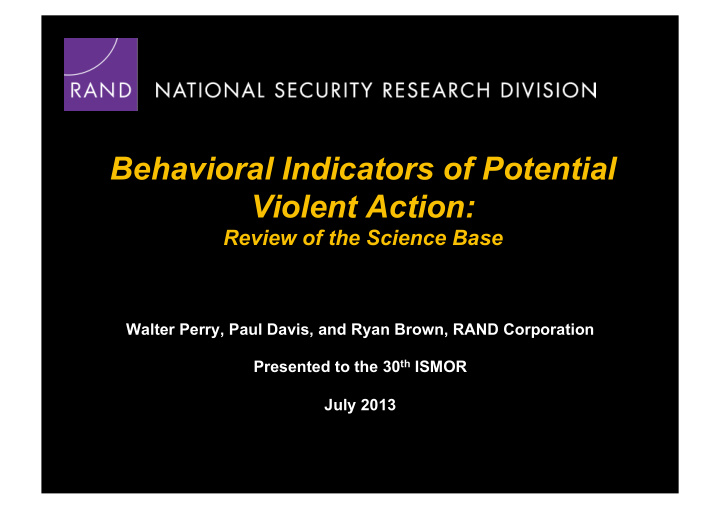 behavioral indicators of potential violent action