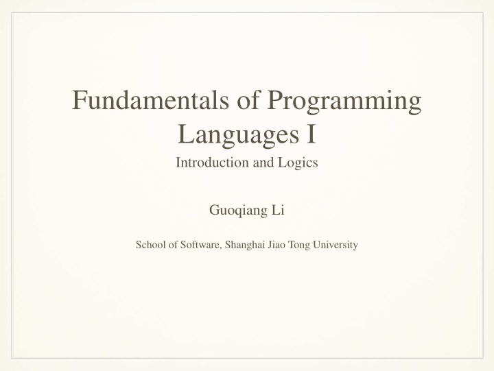 fundamentals of programming languages i