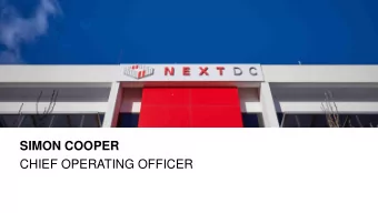 SIMON COOPER  CHIEF OPERATING OFFICER  THE ROAD TO  AUTONOMOUS  FAULT TOLERANT  DATA CENTRES