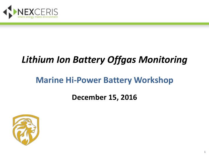 lithium ion battery offgas monitoring