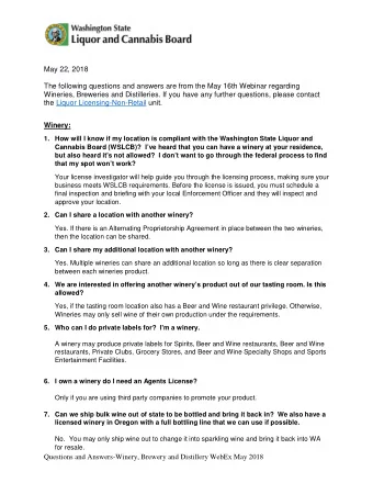 May 22, 2018  The following questions and answers are from the May 16th Webinar regarding