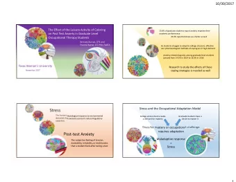 Stress  The human physiological response to environmental  College environment creates  Graduate