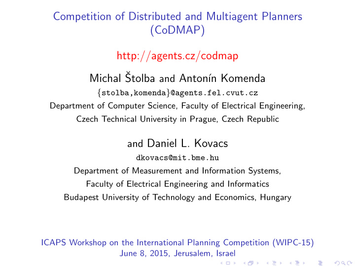 competition of distributed and multiagent planners codmap