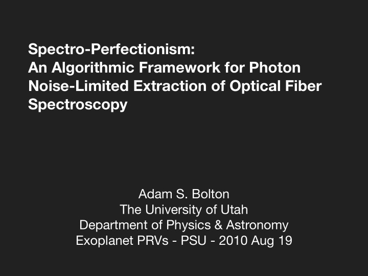 spectro perfectionism an algorithmic framework for photon