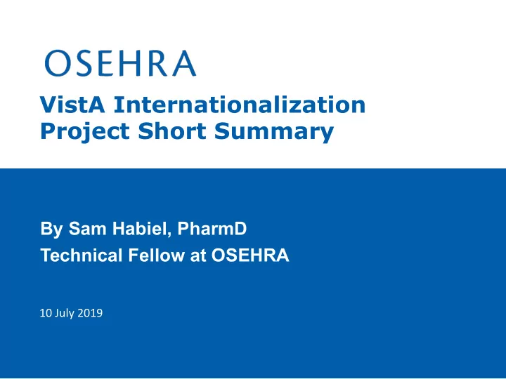 vista internationalization project short summary