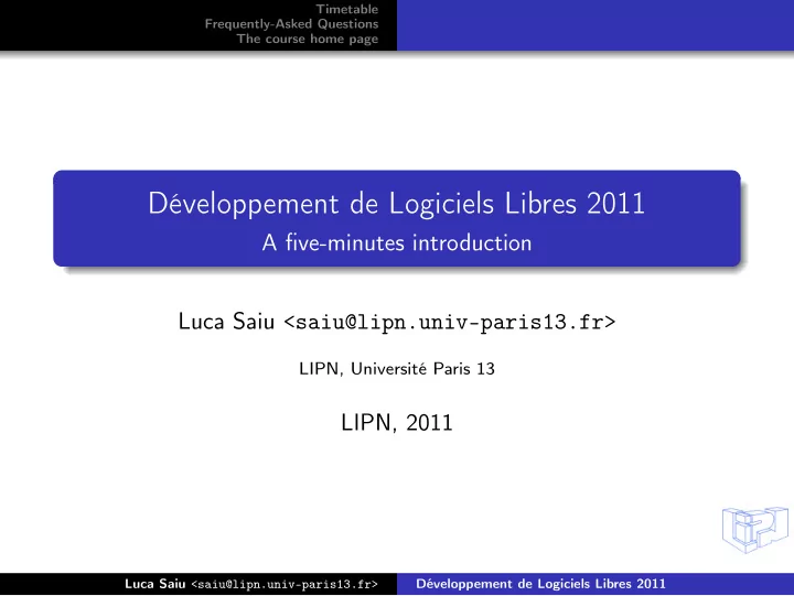 d veloppement de logiciels libres 2011