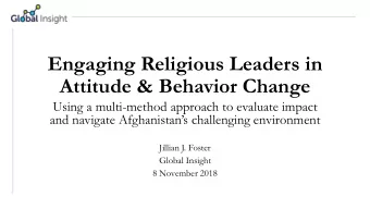 Engaging Religious Leaders in  Attitude &amp; Behavior Change  Using a multi-method approach to
