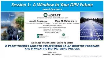 Session 1:  A Window to Your DPV Future  Hawaii Experience  Grid System Technologies Advanced