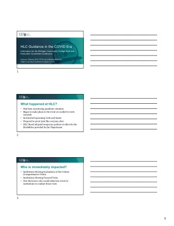 1  What happened Spring 2020?  Moved to virtual visits some institutions having only a  few