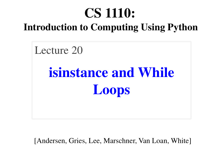 isinstance and while loops