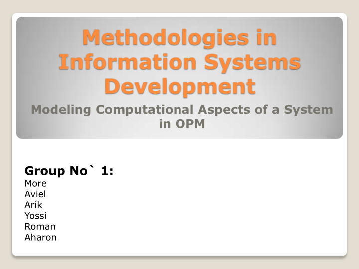 methodologies in