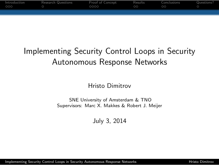 implementing security control loops in security