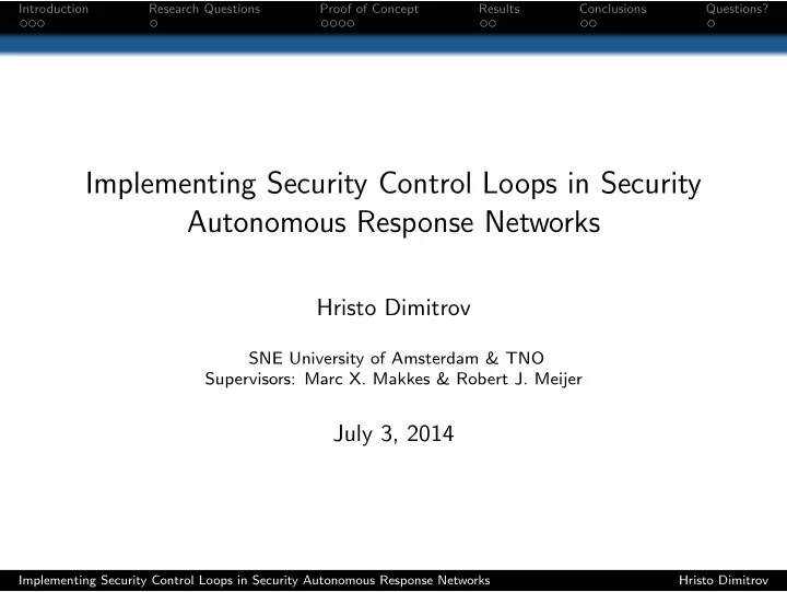 implementing security control loops in security