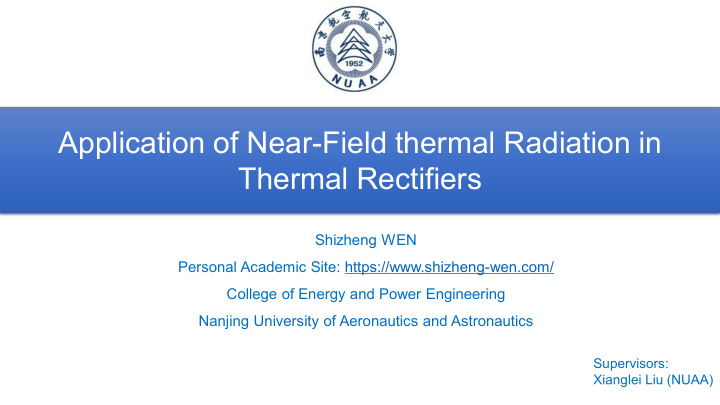 application of near field thermal radiation in thermal