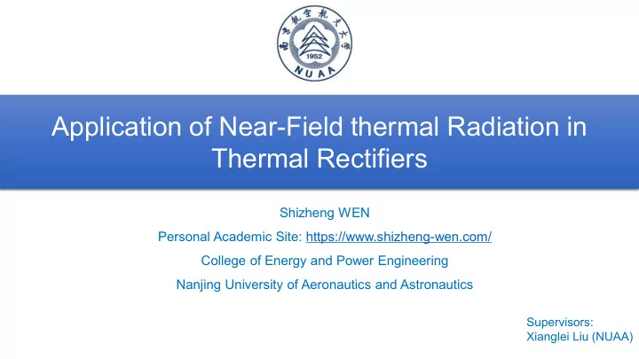 application of near field thermal radiation in thermal