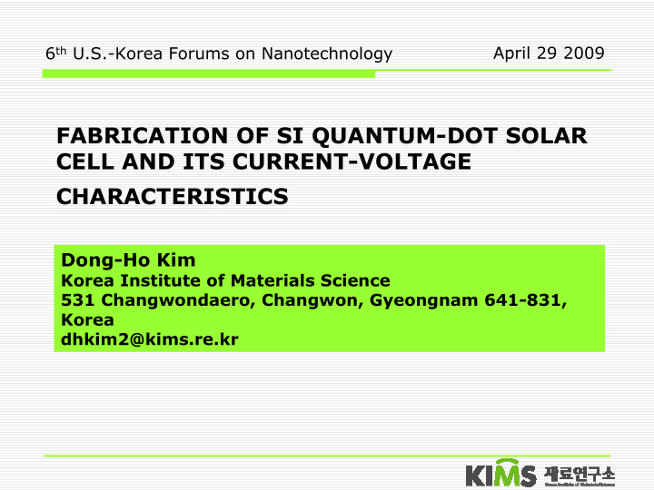 fabrication of si quantum dot solar cell and its current