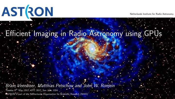 efficient imaging in radio astronomy using gpus