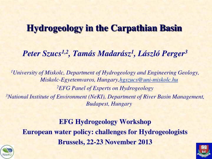 hydrogeology in the carpathian basin