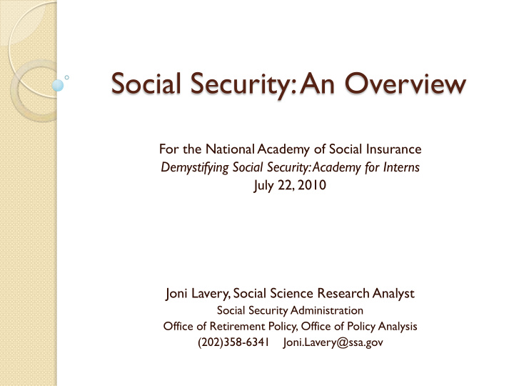 social security an overview