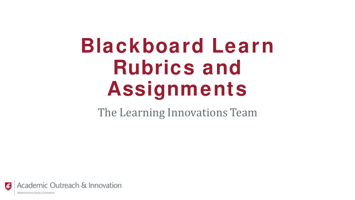 blackboard learn rubrics and assignments