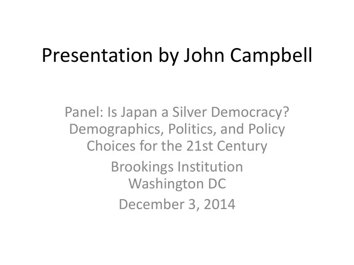 presentation by john campbell