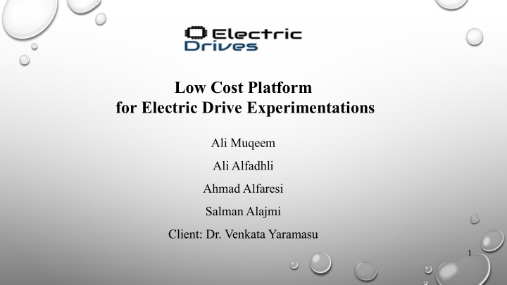 low cost platform for electric drive experimentations