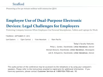 Presenting a live 90-minute webinar with interactive Q&amp;A  Employee Use of Dual-Purpose