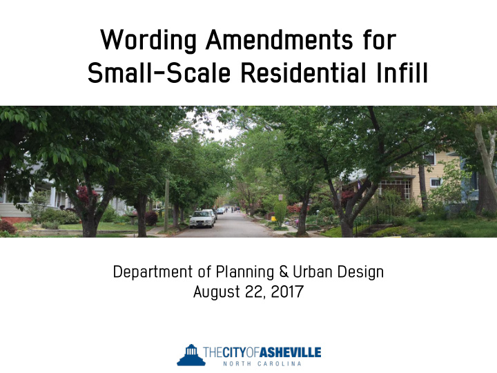 wording amendments for small scale residential infill