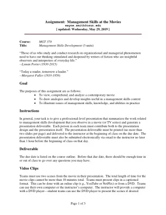 Course: MGT 370 Title: Management Skills Development (3 units)  Those of us who study and