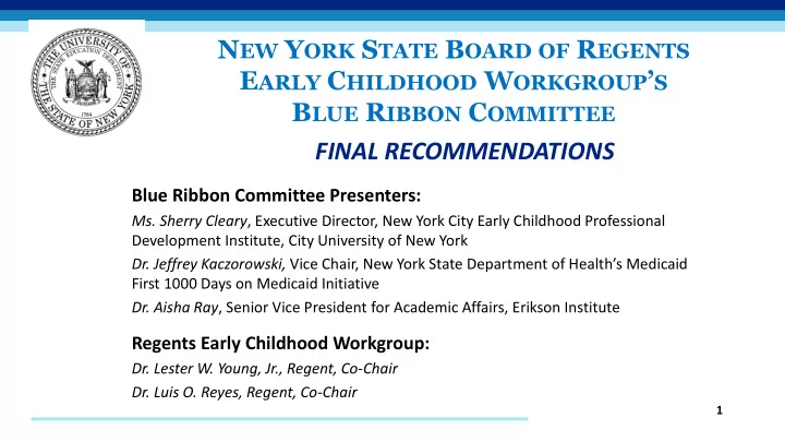 final recommendations
