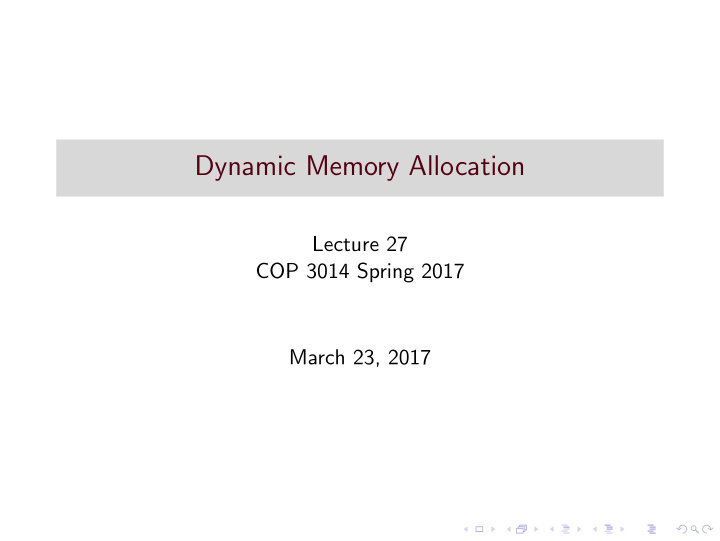 dynamic memory allocation