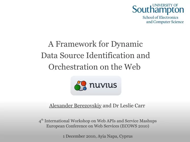 orchestration on the web alexander berezovskiy and dr