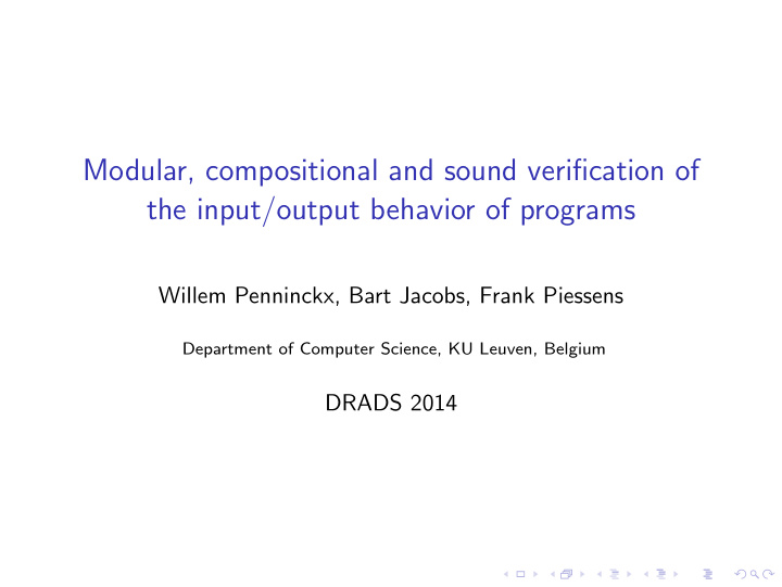 modular compositional and sound verification of the input