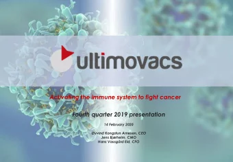 Activating the immune system to fight cancer  Fourth quarter 2019 presentation  14 February 2020